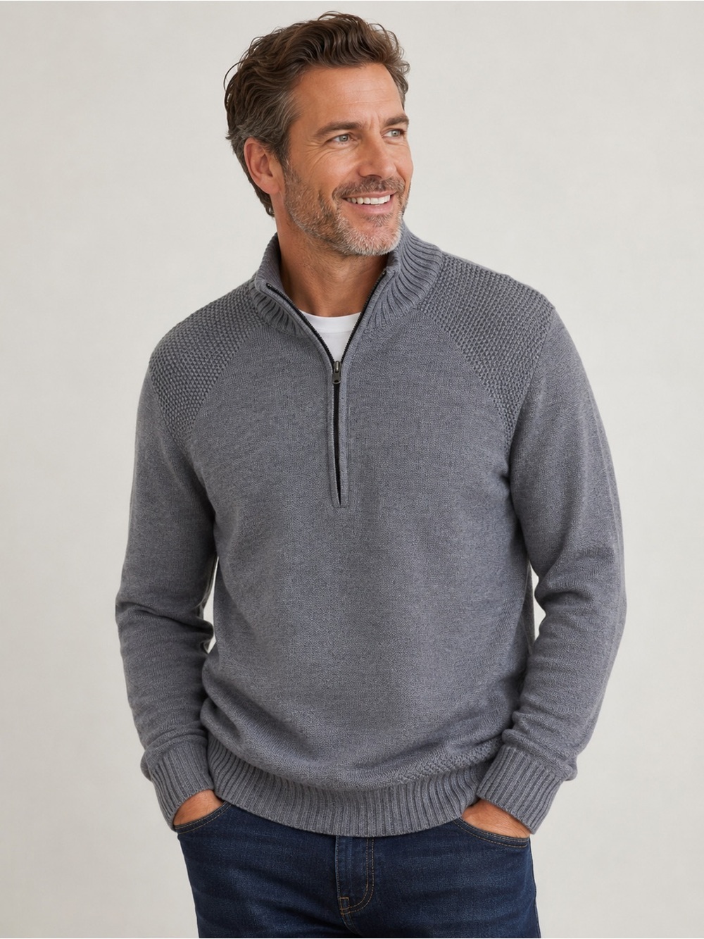Icebreaker Merino Wool 1/4 Zip Sweater Gray